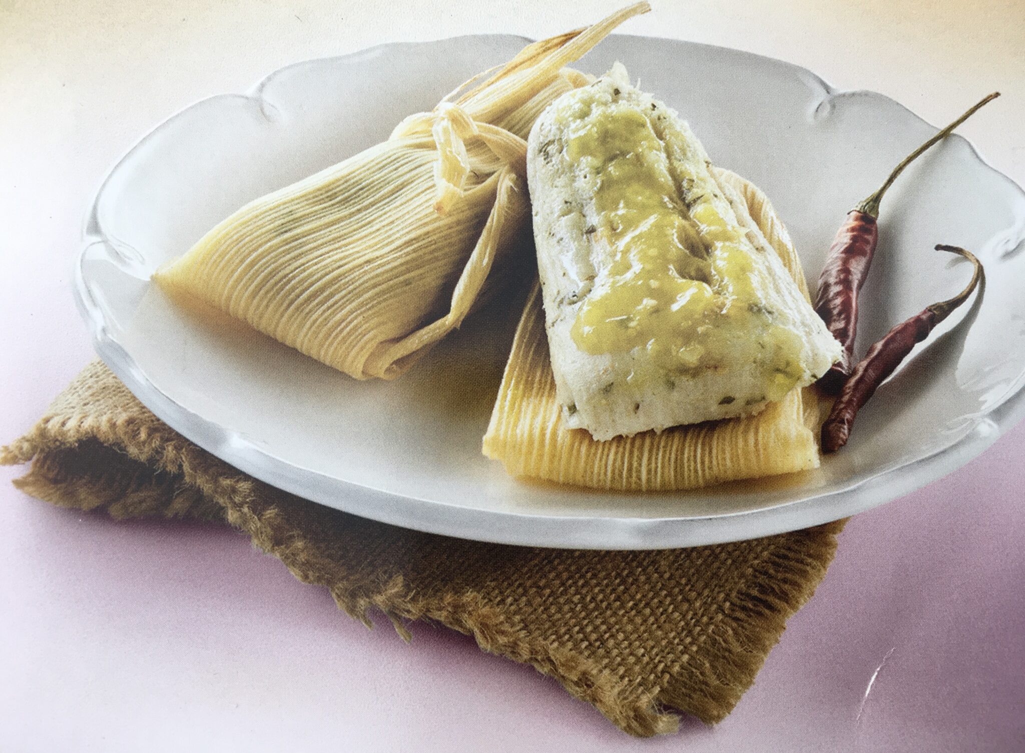 Tamales with Chicken in Green Tomatillo Salsa Azteca Mexican Food